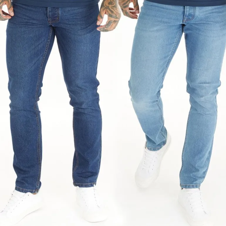 Herre Eddie To-pak Slim Fit Jeans Mørk Indigo Vask / Mellem Blå Vask
