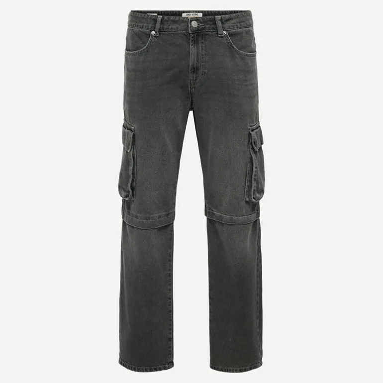 Herre Edge Lige Jeans Dark Grey Denim