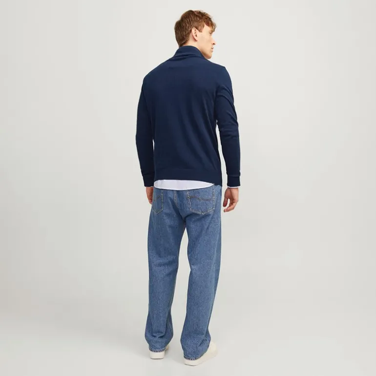 Herre Emil Strik 1/2 Zip Jumper Navy