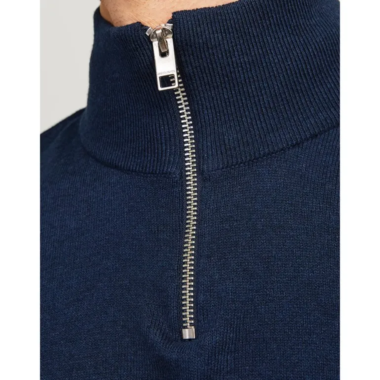 Herre Emil Strik 1/2 Zip Jumper Navy
