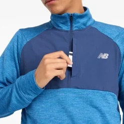 Herre Essential Heat Grid 1/2 Zip Løbeoverdel Heron Blå