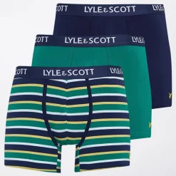 Herre Ethan Tre Pak Trunks Mørkeblå/​Blandet Stribe/​Kadmium Grøn