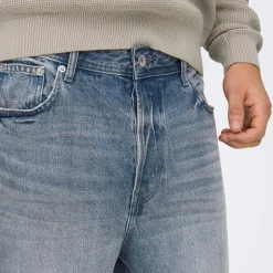 Herre Fade Løse Jeans Special Blue Grey Denim