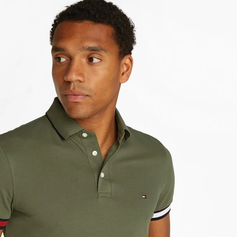 Herre Flag Manchet Slim Fit Polo Battle Grøn
