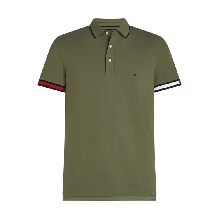 Herre Flag Manchet Slim Fit Polo Battle Grøn