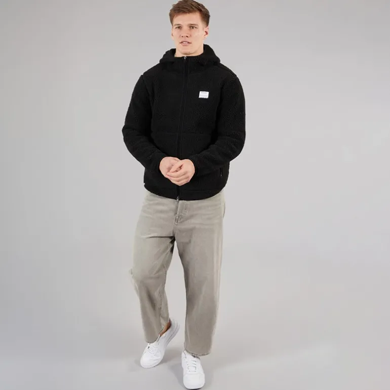 Herre Fleece Hættejakke Sort