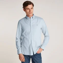 Herre Flex Dobby Langærmet Skjorte Breezy Blå