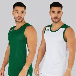 Herre 3G Speed Vendbar Basketball Trøje Dark Green/​Hvid