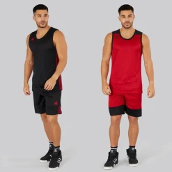 Herre 3G Speed Vendbar Basketball Trøje Sort/Power Red