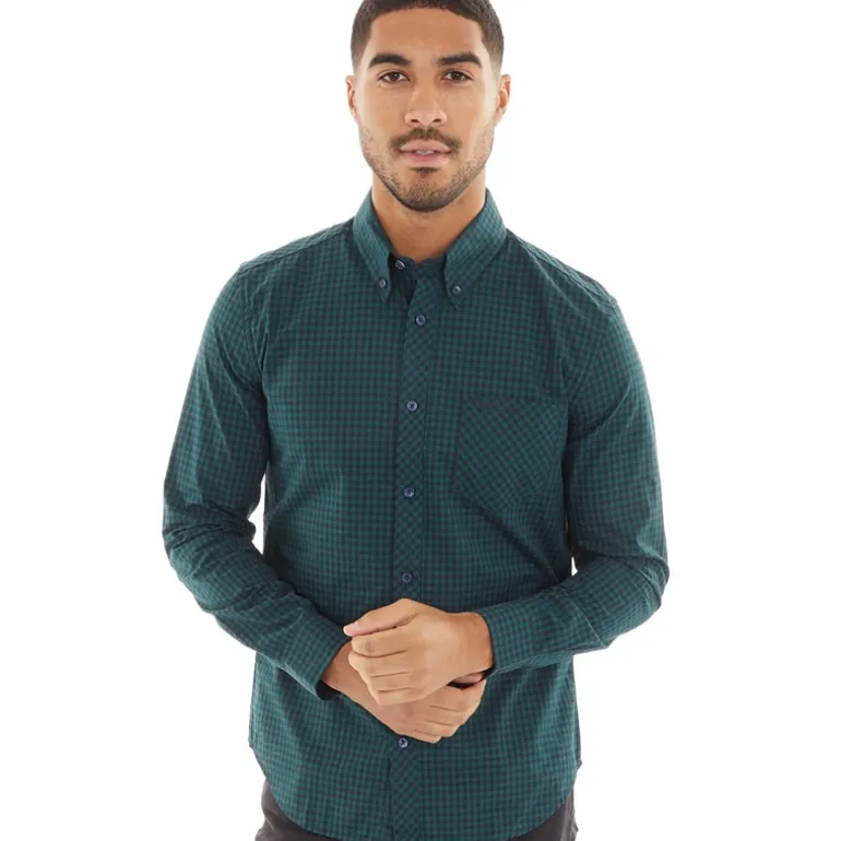 Herre Gingham Langærmet shirts Grøn