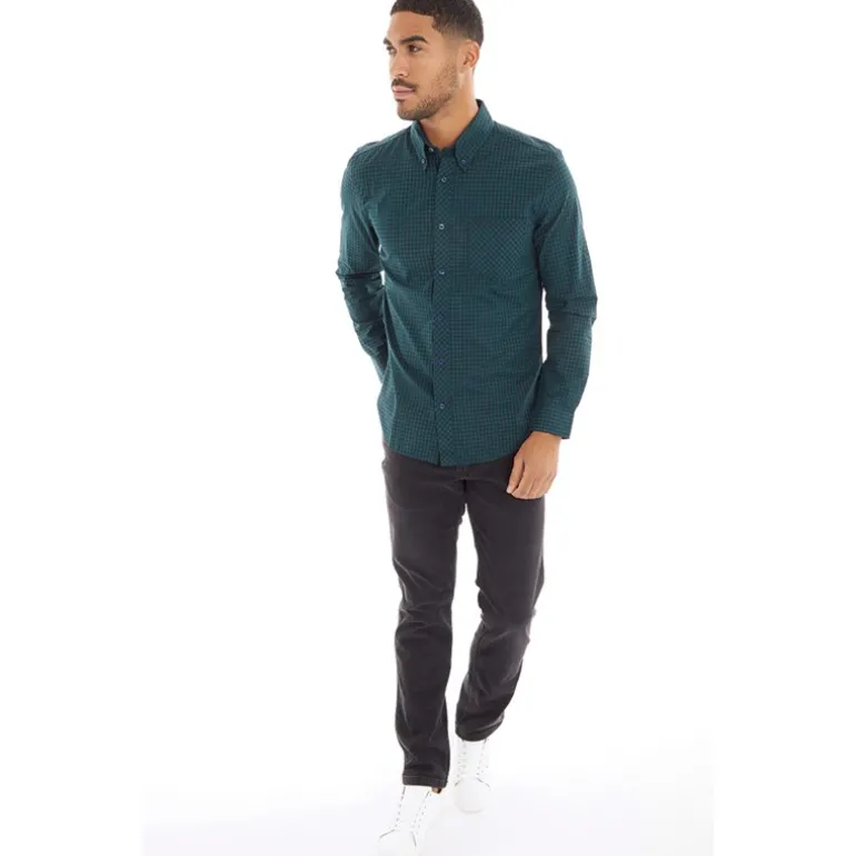 Herre Gingham Langærmet shirts Grøn