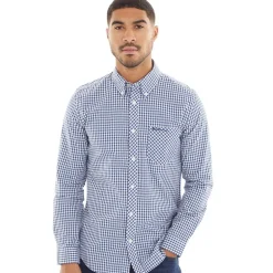 Herre Gingham Langærmet shirts Blå Ternet