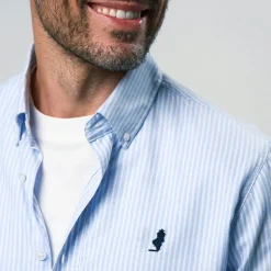 Herre Greg Skjorte Light Blue Stripe