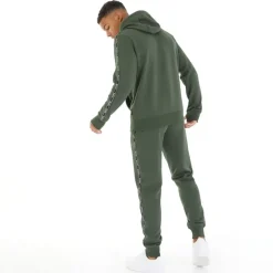 Herre Guttell Træningsdragt med Mærkebånd Detalje Khaki