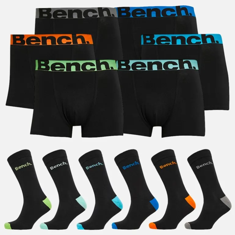 Herre Halfdoz 6-pak Boksershorts Og 6-pak Sokker Gaveæske Sort