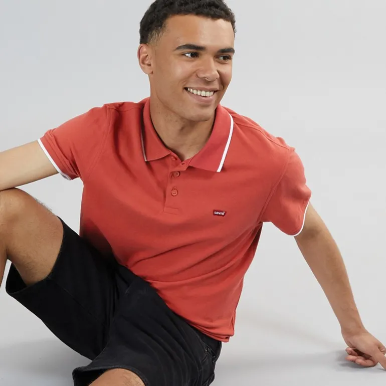 Herre HM Quarter Tipping Polo Sundown Rød