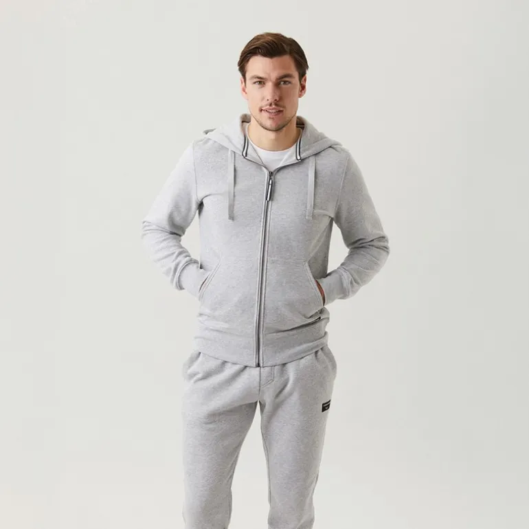 Herre Hættetrøje med Lynlås MidtLys Grå Melange