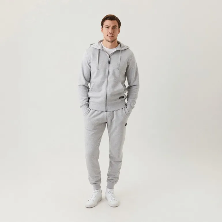 Herre Hættetrøje med Lynlås MidtLys Grå Melange