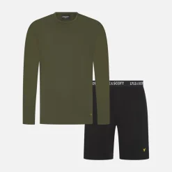 Herre Hugo Langærmet Bluse Og Shorts Lounge Sæt Climbing Ivy/​Sort