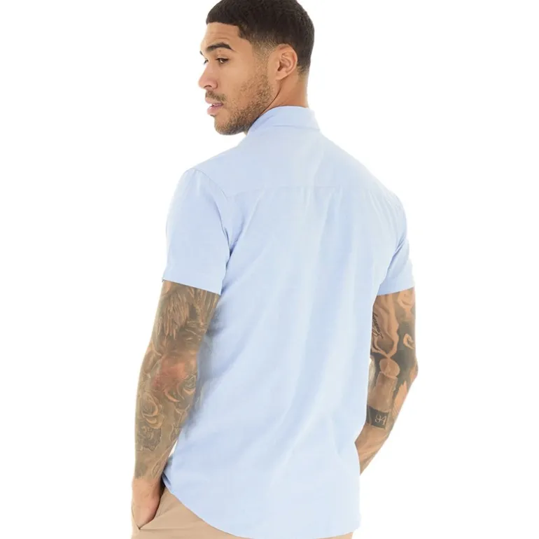 Herre Klassisk Kortærmet Oxford Skjorte Kasjmir Blå