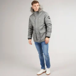 Herre Koufax Vatteret Parka Stålgrå/Sort