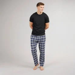 Herre Lager Natsæt Sort/Sort Blå Ternet