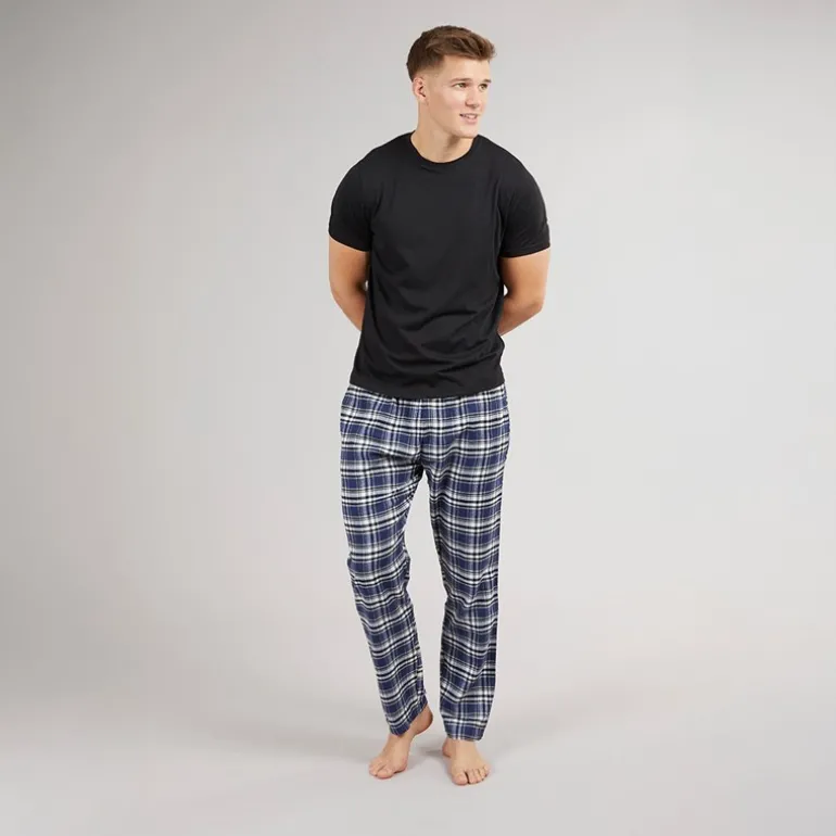 Herre Lager Natsæt Sort/Sort Blå Ternet