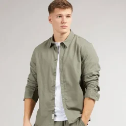 Herre Langærmet Skjorte Dusty Olive