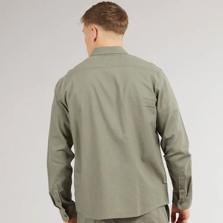 Herre Langærmet Skjorte Dusty Olive