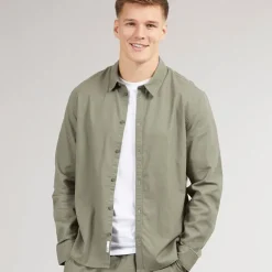 Herre Langærmet Skjorte Dusty Olive