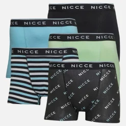 Herre Lazlow Fem-Pak Boxere Sort AOP/​Blå/​Pære Grøn/​Multi Striber/​Sort