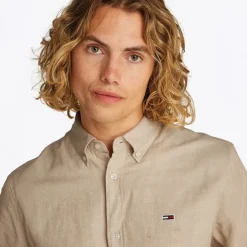 Herre Linnedblanding Langærmet Skjorte Relic Tan