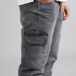 Herre Loose Fit Cargo Jeans Grå