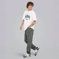 Herre Løse Tape Jeans Medium Grey Denim