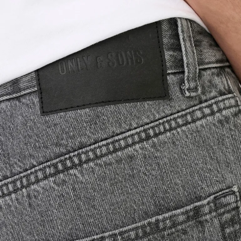 Herre Løse Tape Jeans Medium Grey Denim