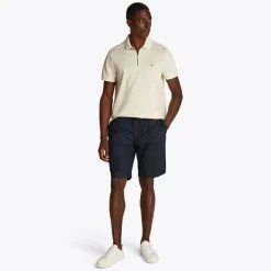 Herre Merceriseret Pique Polo med Lynlås Ivory Petal