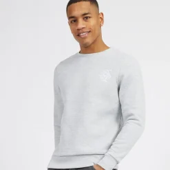 Herre Middelalder Crew Neck Sweatshirt Lysegrå Melange/Hvid