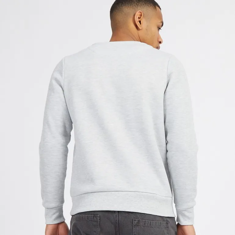 Herre Middelalder Crew Neck Sweatshirt Lysegrå Melange/Hvid