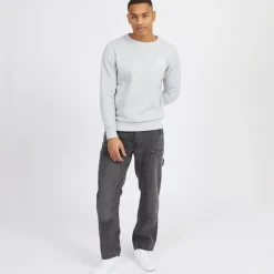 Herre Middelalder Crew Neck Sweatshirt Lysegrå Melange/Hvid