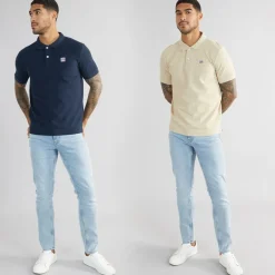 Herre Mike To Pak Polo Shirts Humus /​ Mørk Safir