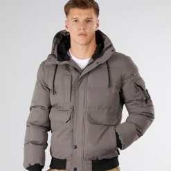 Herre Milwaka Fur Foret Hætte Jakke Koksgrå