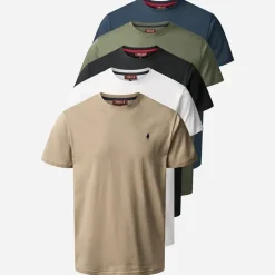 Herre Ohio Fem Pak T-shirts Mørk Safir/​Sko Læder/​Hvid/​Bille/​Sølv Mink Darksap/​Taps/​Whi/​Beetle/​Smink