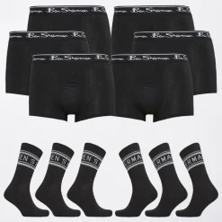 Herre 6-pak Boxer og 6-pak Sokke Gavesæt Sort