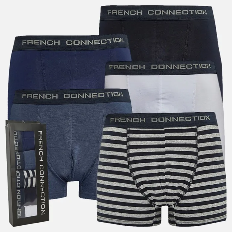 Herre 5-pak Trunker FC50 Hvid/Marine/Marine Og Lysegrå Melange/Mellemblå Melange/Fransk Blå