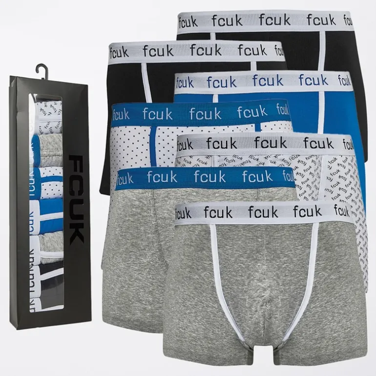 Herre 7-pak Underbukser FCUK10 Sort/Sort/Lysegrå Melange/Prince/Hvid Prince Prik/Lysegrå Melange/Hvid Sort FCUK