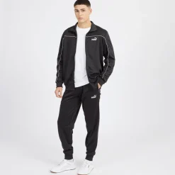 Herre Piping Poly Træningsdragt Sort