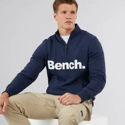Herre Plinth Spots 1/​4 Zip Funnel Neck Sweatshirt Navy