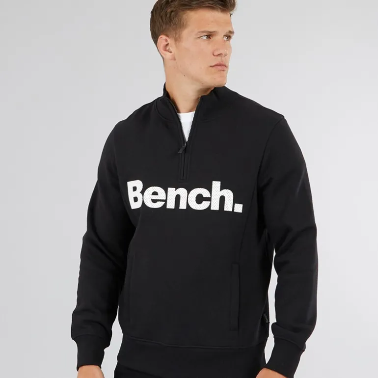 Herre Plinth Spots 1/4 Zip Funnel Neck Sweatshirt Sort