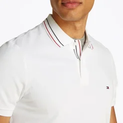 Herre Polo med Stolpelukning Detalje Hvid