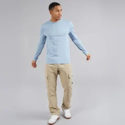 Herre Prøve Langærmet Top Stål Blå